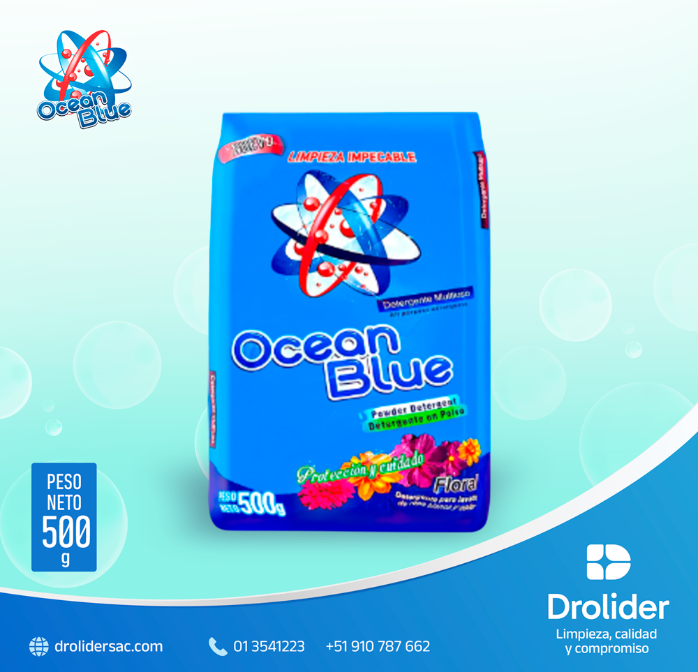 Detergente en Polvo Floral – Ocean Blue (500 g) – Drolider SAC
